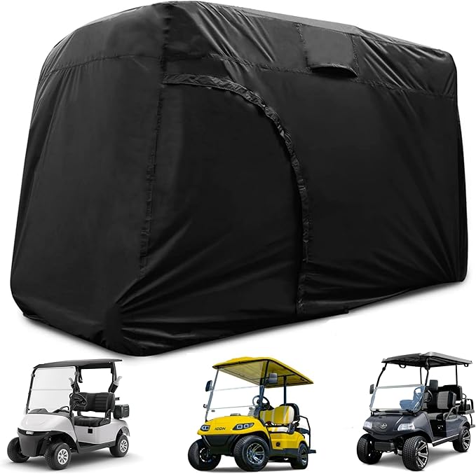 Golf Cart Cover 2/4/6 Passenger, Waterproof Golf Cart Rain Covers, Heavy-Duty All Weather Protection Cover for EZ GO Yamaha Club Car Enclosure Accessories