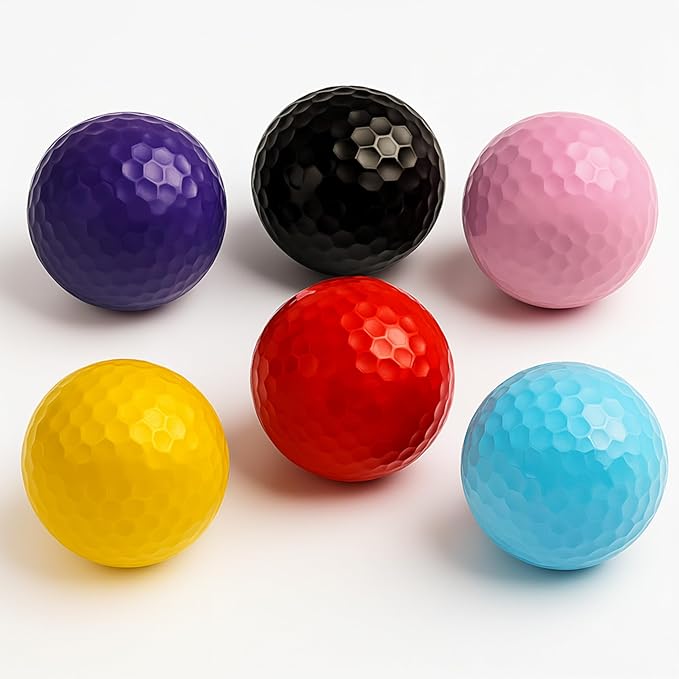 Thorza Colored Golf Balls - Multicolored Set of 6, 12, 24 for Kids Mini Golf, Putting Practice and Children Training