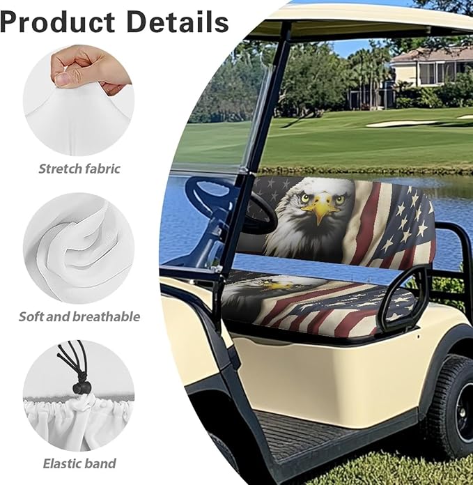 Fashion Print Golf Cart Seat Covers 2 Passenger Golf Cart Backrest Cover Golf Cart Seat Towel Gift for Friends