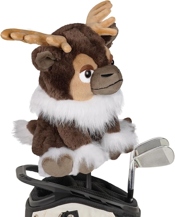 Driver Headcover Funny Golf Headcover Animal Golf Club Head Covers Gorilla Alces Moose Mammoth Design Black Plush Golfing Gifts for Men Women Golfer Fits up to 460CC Driver Head