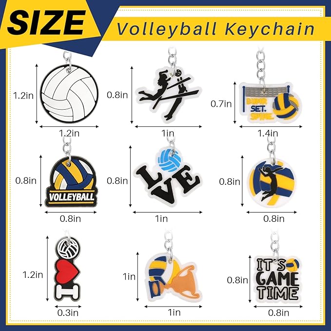 Batiyeer 36 Pack Volleyball Keychains Bulk Party Favors Sports Ball Key Chains Funny Keyring Gifts for Women Men Birthday Supplies