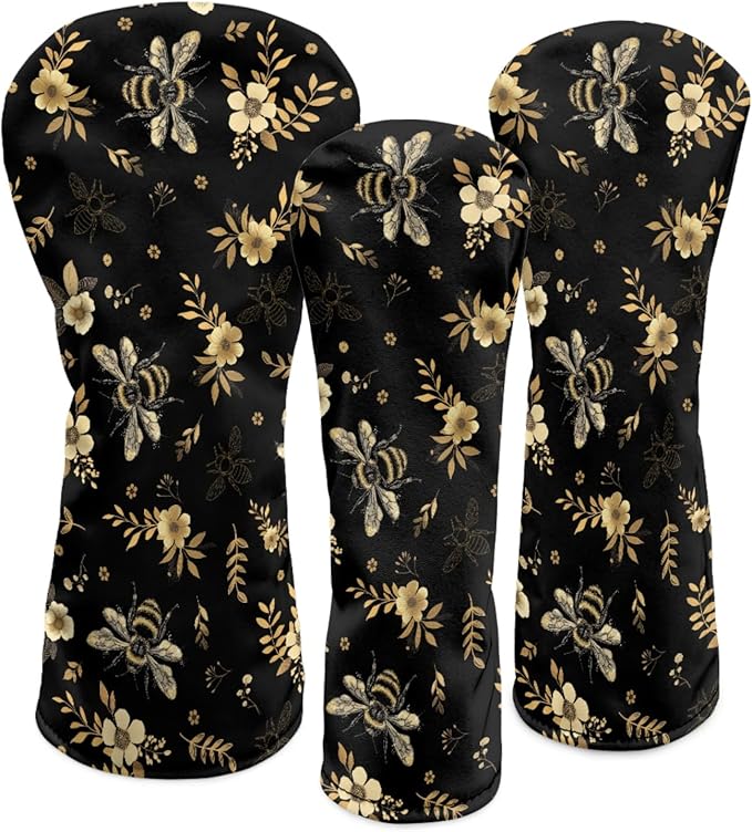 Golf Club Head Covers for Club Protective, Waterproof PU Leather Driver Fairway Wood Hybrid Head Cover