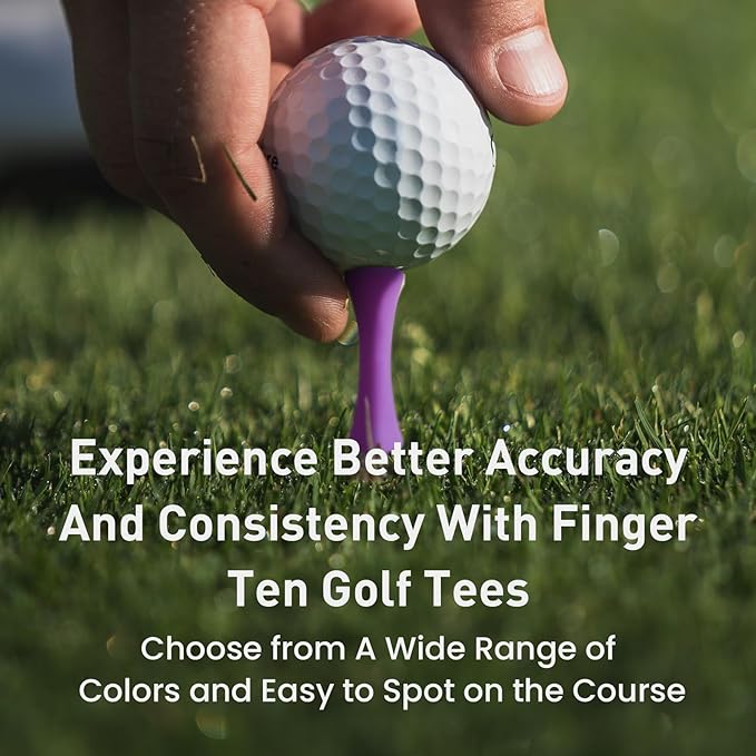 FINGER TEN Golf Castle Tees Plastic 2 1/4 Inch with Stopper for Consistent Height Value 50 Pack, Short Durable Tee for Par 3 Holes in Orange Purple Pink for Men Women