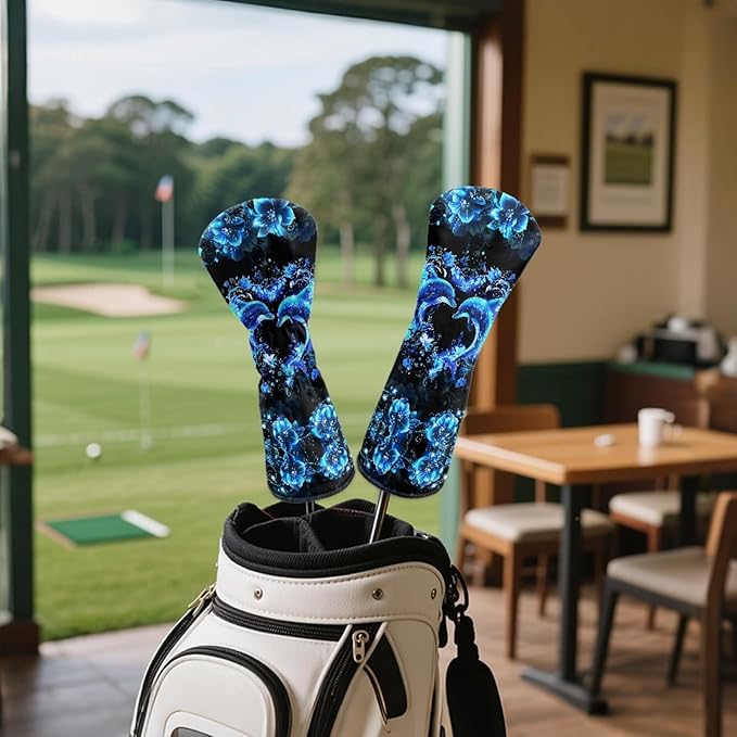 Golf Club Head Covers for Club Protective, Waterproof PU Leather Driver Fairway Wood Hybrid Head Cover