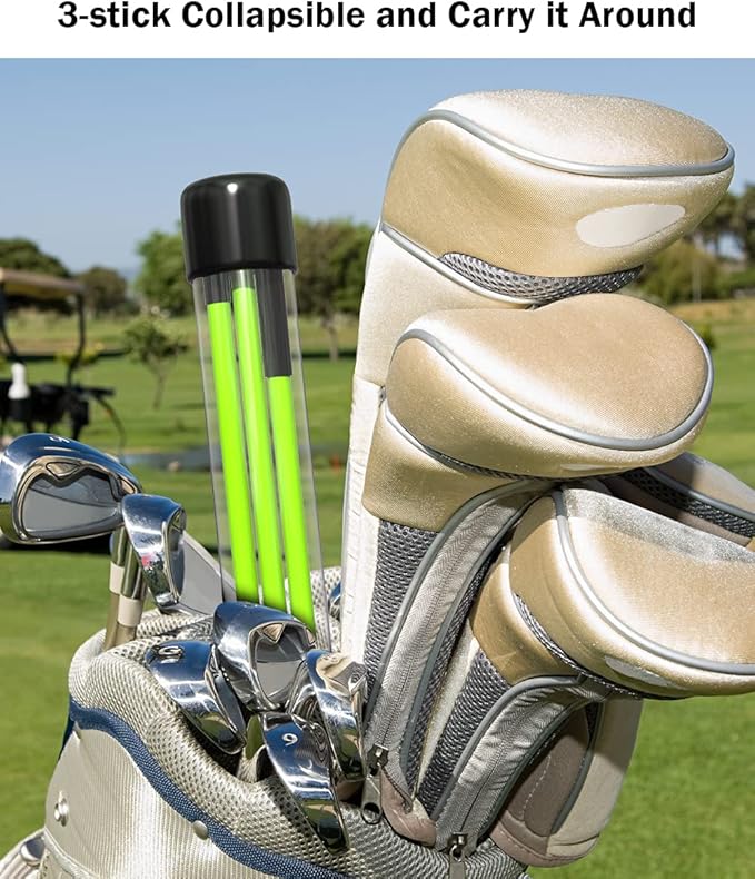 Rhino Valley Golf Alignment Sticks - 48" Collapsible Golf Practice Rods for Aiming, Putting, Full Swing Trainer, Posture Corrector with Clear Tube Case, Golf Training Equipment