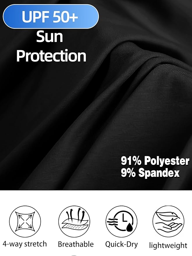 Mens Long Sleeve Shirts Quarter Zip Pullover UPF 50+ Sun Protection Wicking Moisture Workout Running Casual Athletic Tops