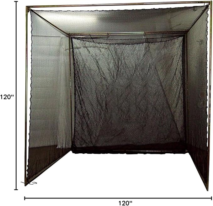 Jones Sports 10' x 10' x 10' #252 Knotless Nylon Golf Net and 10' x 10' Baffle with Complete Push-Button Frame