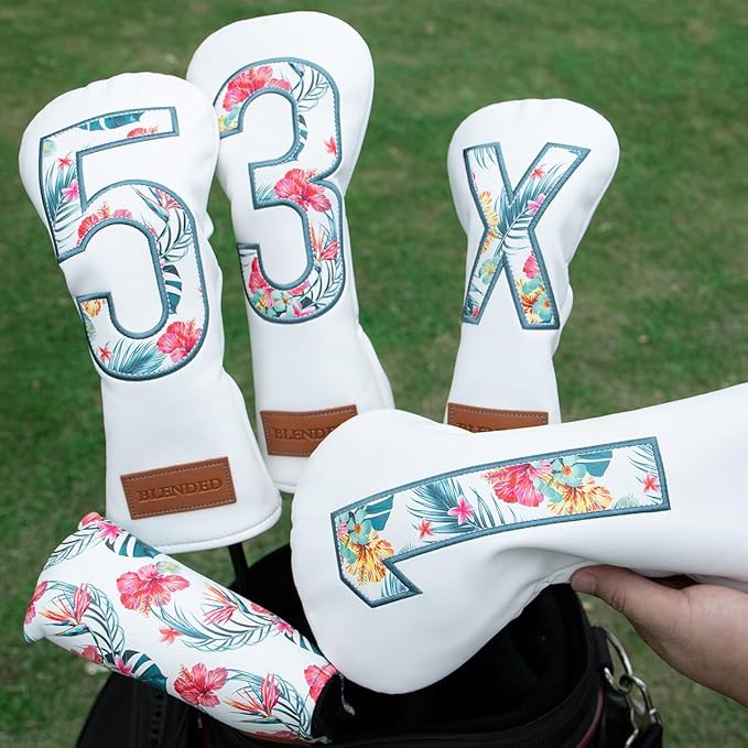 Golf Club Covers Driver Covers Fairway Wood Headcover Hybrid Cover Leather Mallet Putter Covers Blade Headcovers Golf Head Covers for Most Brand