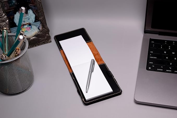 LaserGram Mini Padfolio with Notepad and Pen, Golfer Golfing, Personalized Engraving Included (Black with Gold)