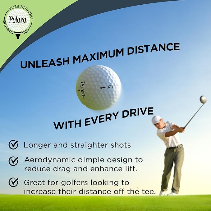 Polara Golf Self-Correcting Golf Balls – Soft Feel, Anti-Slice & Hook Correction, Exceeds USGA Limits, Dimple Pattern, High-Performance Balls for Men & Women
