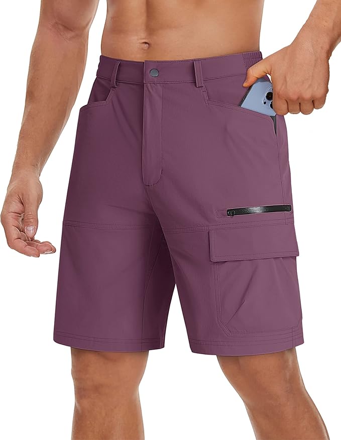 TACVASEN Men's Summer Outdoor Shorts Quick Dry Cargo Casual Work Hiking Shorts (NO Belt)