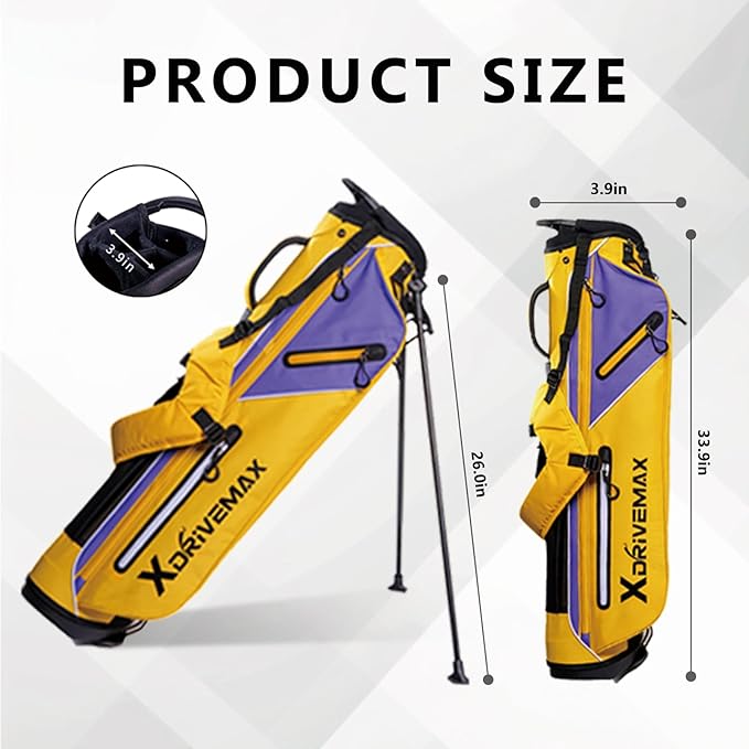 Golf Stand Bag, Lightweight Golf Bag with Stable Stand,Compact Design Featuring Easy-Carry Shoulder Straps, 4-Way Top, Essential Storage Pockets