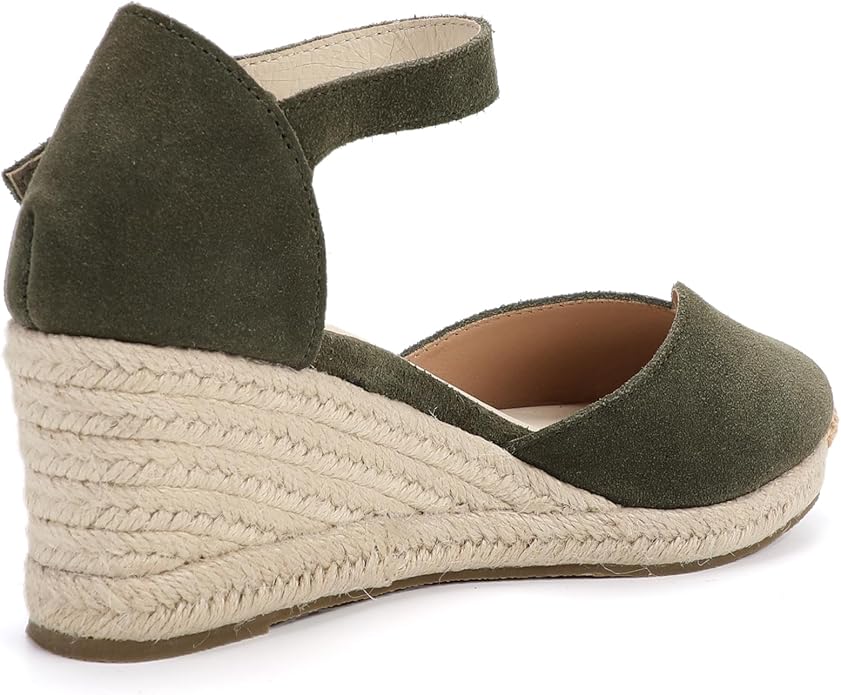 Platform Wedges Sandals for Women, 3" Wedge, Ankle-Strap, Cap Toe, Summer Espadrilles Heel Shoes