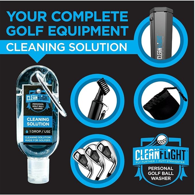Cleaning Solution 30ml Bottles Golf Ball Washer & Club Head & Ball washers. Portable Cleaner for Golf Bag or Cart - Best Golf Accessories Gifts for Men & Women