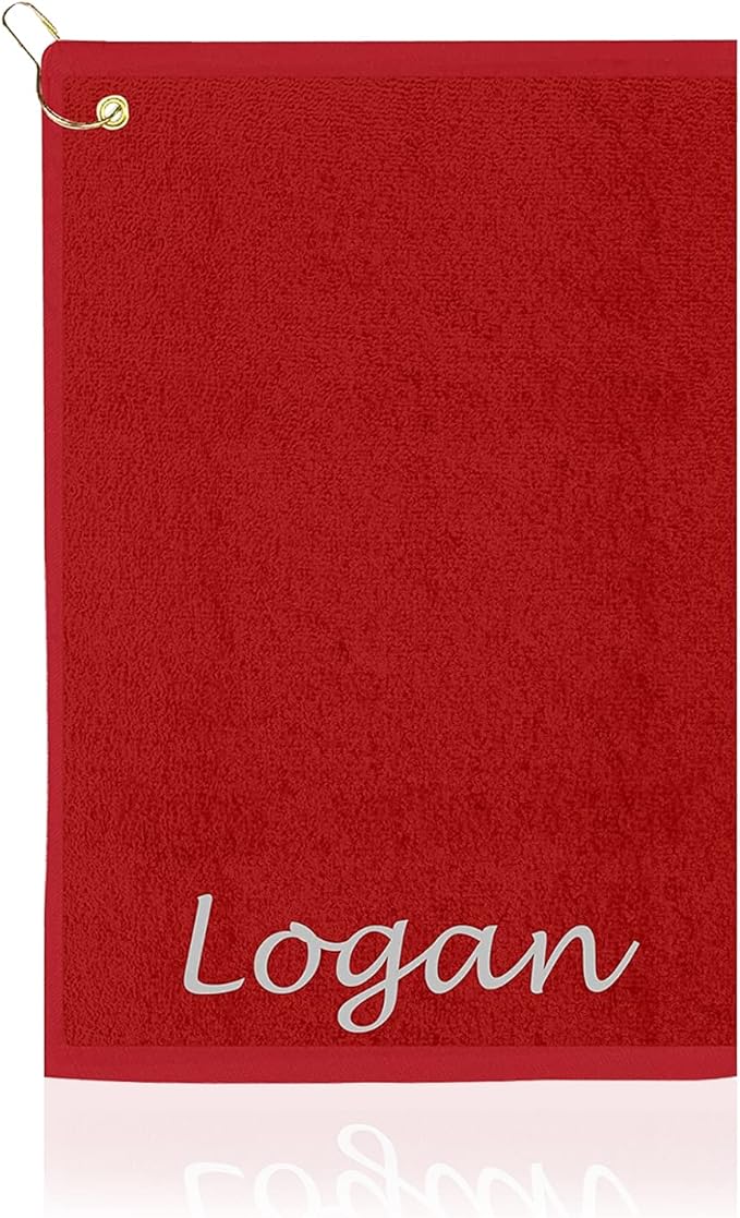 Personalized Passion Golf Towel with Embroidered Name - 16"x26" Customized Golf Towels with Clip - Soft and Highly Absorbent Plush Velour - Easily Wipes Away Sweat & Dirt - Gift for Golfers - Burgundy