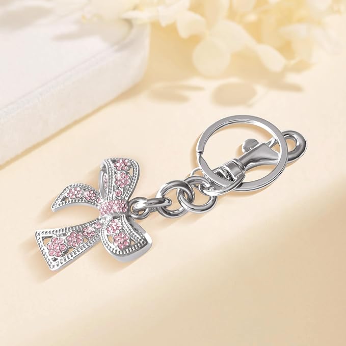 Sparkly Bow Bag Charm Rhinestone Bow Purse Charms Bows Keychain Women Bag Charm for Handbag