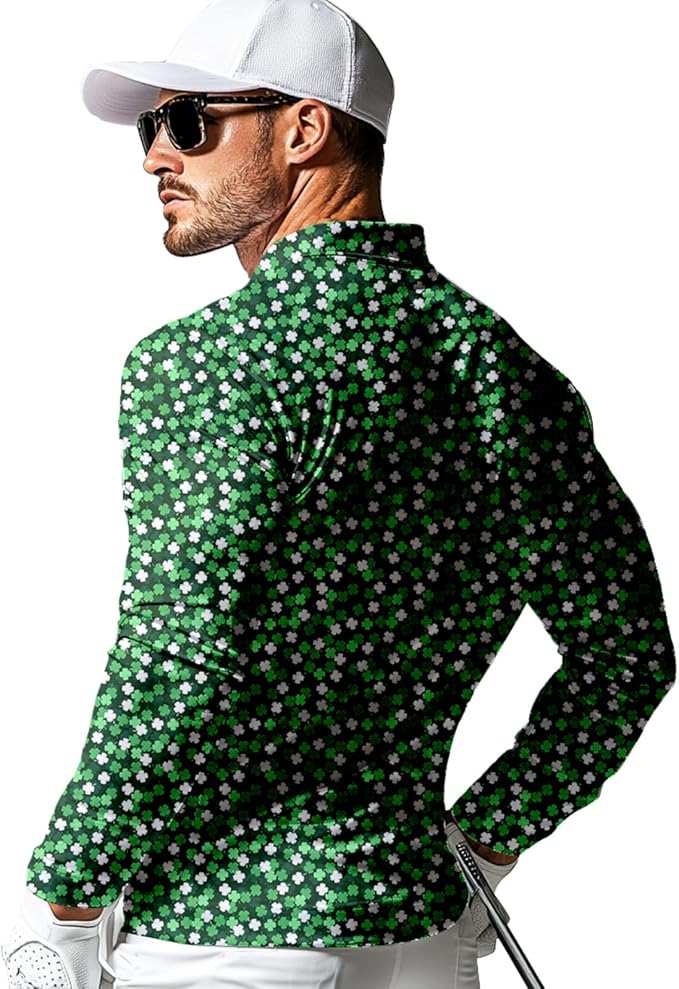 Men's Long Sleeve Golf Shirt Quick Dry 3 Button Work Fishing Outdoor Casual Collar Shirt