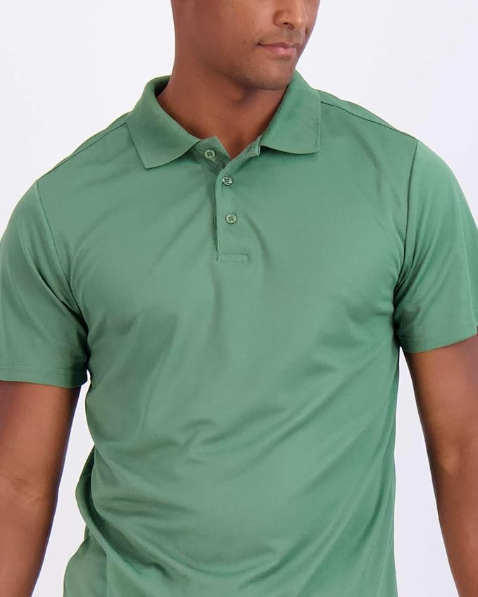 Real Essentials 3 Pack: Men's Quick-Dry Short Sleeve Athletic Performance Polo Shirt (Available in Big & Tall)