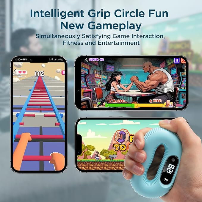 Smart Grip Trainer, Supports Multiple Game Interaction and HID Mode Video Browsing,Hand Gripper for Fitness, Stress Relief and Rehabilitation Training, Hand Exerciser
