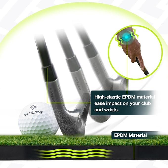 SAPLIZE Foldable Heavy-Duty Golf Hitting Mat with 10mm EVA Backing for Indoor/Outdoor Swing & Chipping, Golf Accessories & Gift for Men & Women