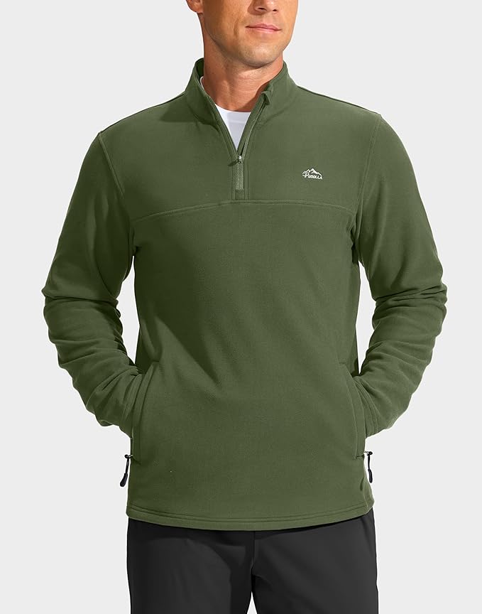 Pudolla Men's Quarter Zip Pullover with 2 Pockets Fleece Warm Soft Golf Sweatshirts for Athletic Workout Running