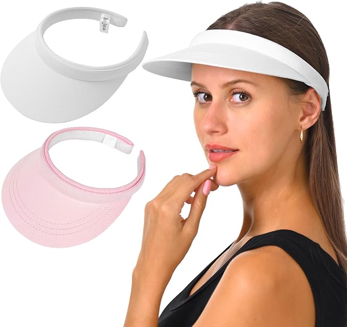 2 Pack Visor Women Men Sun Hat Clip On Visors Adjustable Sport Wide Brim Cap