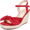 girgod Espadrilles Wedge Sandals for Women Bow Platform Wedges Heels Open Toe Ankle Strap Summer Wedding Wedges