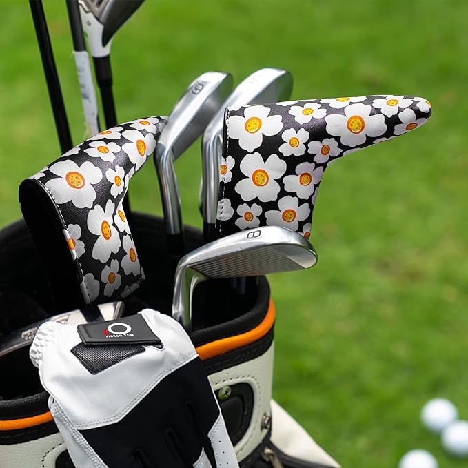 FINGER TEN Golf Blade Putter Cover Premium Synthetic Leather Stylish Design, Universal Headcover Waterproof Protection, Durable Headcovers Covers Fit Most Blade Putters for Men Women