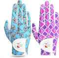 Golf Gloves Women with Ball Marker 2 Pack, Right Handed Golfer Left Hand, Ladies Breathable Soft All Weather Grip Glove Fit Size Small Medium Large XL