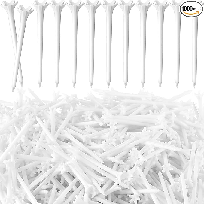 Soulchen 2 3/4 Inch Inch Golf Tees - 5-Prong Curved Design for Longer Drives Low Spin & Low Friction Plastic Tees Durable Bulk Tee with Optimized Shaft Strength for Driving Range