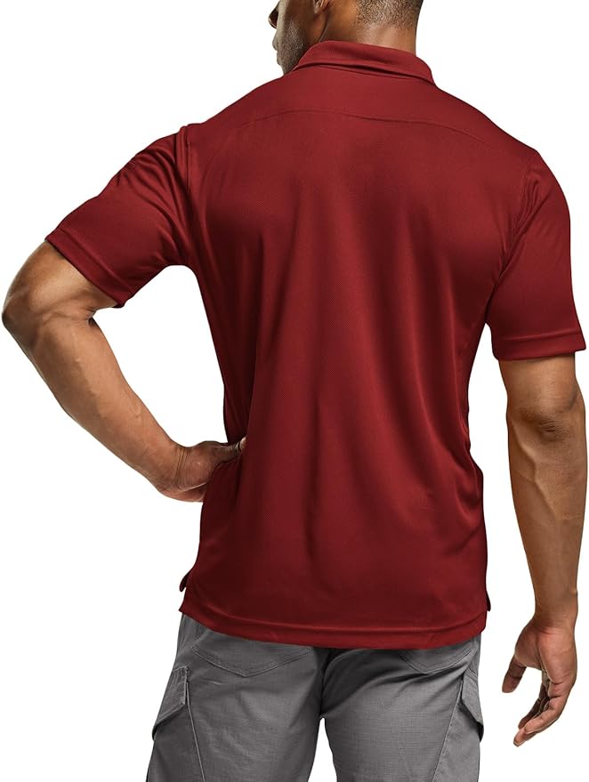 CQR Men's Polo Shirts, Tactical Short Sleeve Golf Performance Shirts, Lightweight Dry Fit UPF 50+ Pique