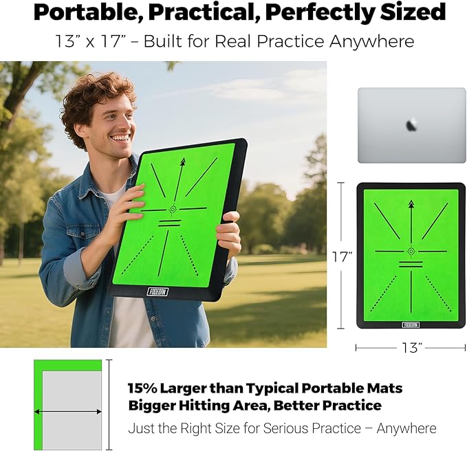 Golf Hitting Mat – Practice Mat with Swing Path Feedback & Impact Detection – Indoor/Outdoor Use – Golf Swing Trainer for Home Training – Gift for Golfers, Beginners & Pros