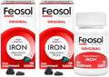 Feosol Original Iron Supplement Tablets,Non-heme 325mg Ferrous Sulfate (65mg Elemental Iron) per Pill, 1 Per Day, 4 Month Supply, for Energy and Immune System Support (120 ct Pack of 2)