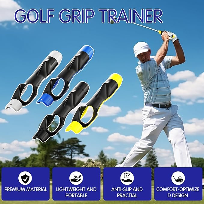 4 Pcs Golf Grip Trainer, Golf Training Aid Swing Trainers Club Grips Accessories for Golfer Enhance Strength Hand Position and Swing Technique, Unique Gift for Golfing Enthusiasts