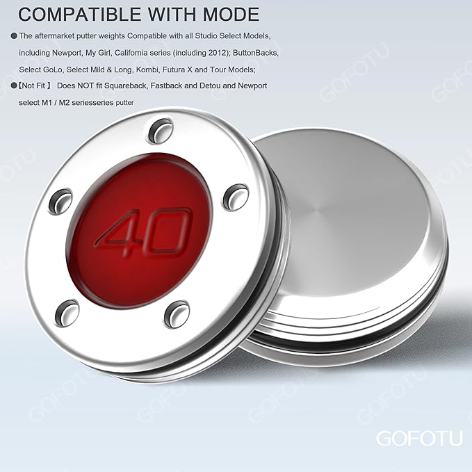 2pcs 5g-40g Golf Custom Weights Compatible with Titleist Scotty Cameron Golf Club Putters Newport Red (2PCS 40g(Doesn't include Wrench))