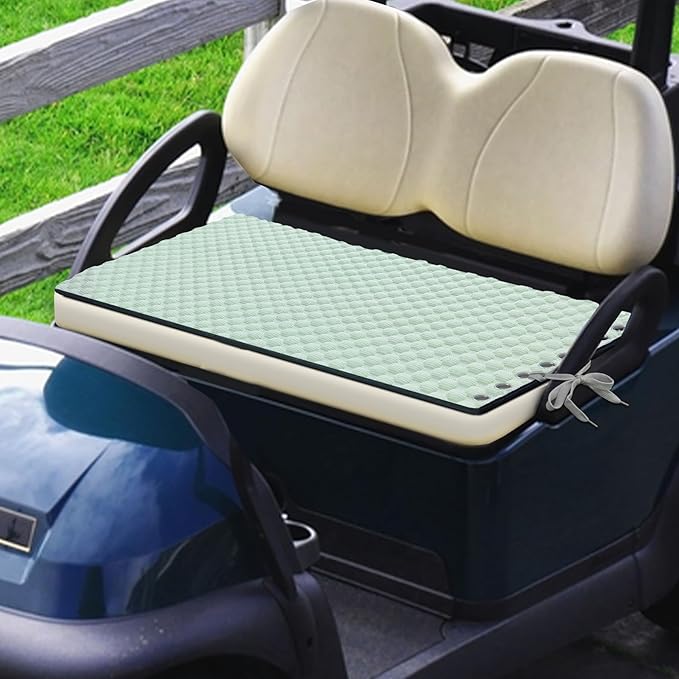 YOKYHOM Golf Cart Seat Covers, Universal Fit Golf Cart Seat Towel Blanket with Adjustable Tie Ropes & Non-Slip Bottom, Padded Design Fits Yamaha/EZGO/Club Car (39"x22", Light Green)