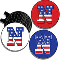 Wolf Golf Towels Golf Ball Marker Hat Clip | USA Monogram | 1 Magnetic Clip + 3 Ball Markers | Patriotic Golf Accessories for Men & Women