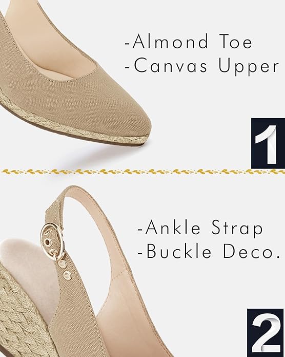 Juliet Holy Womens Wedge Sandals Espadrilles Closed Toe Slingback Buckle Strap Comfortable Casual Summer Wedges Shoes