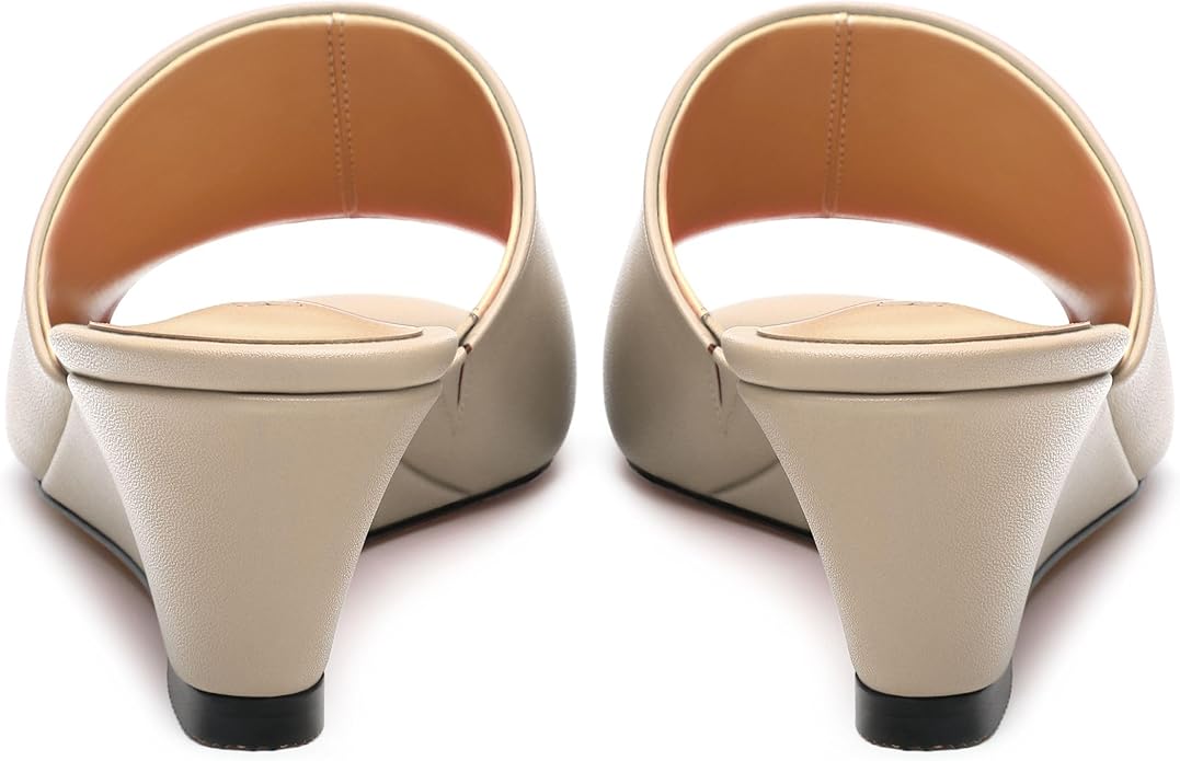 Wedge Sandals for Women Open Toe Wedge Heels Womens Matte High Heel Sandal Round Toe Heeled Wedge Sandals Slip on Casual shoes 2 inch