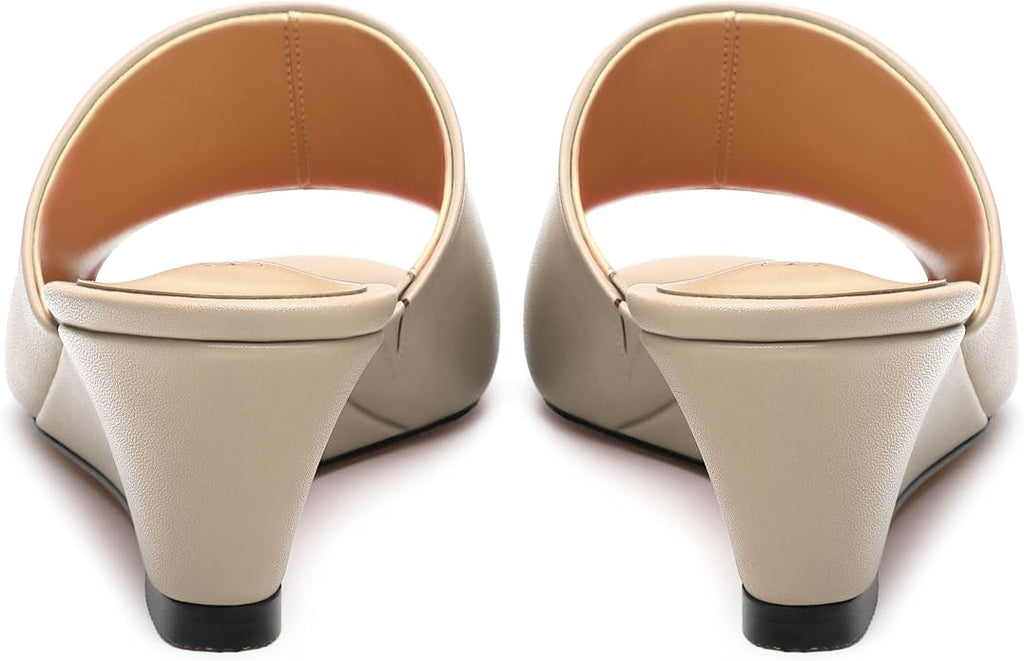 Wedge Sandals for Women Open Toe Wedge Heels Womens Matte High Heel Sandal Round Toe Heeled Wedge Sandals Slip on Casual shoes 2 inch