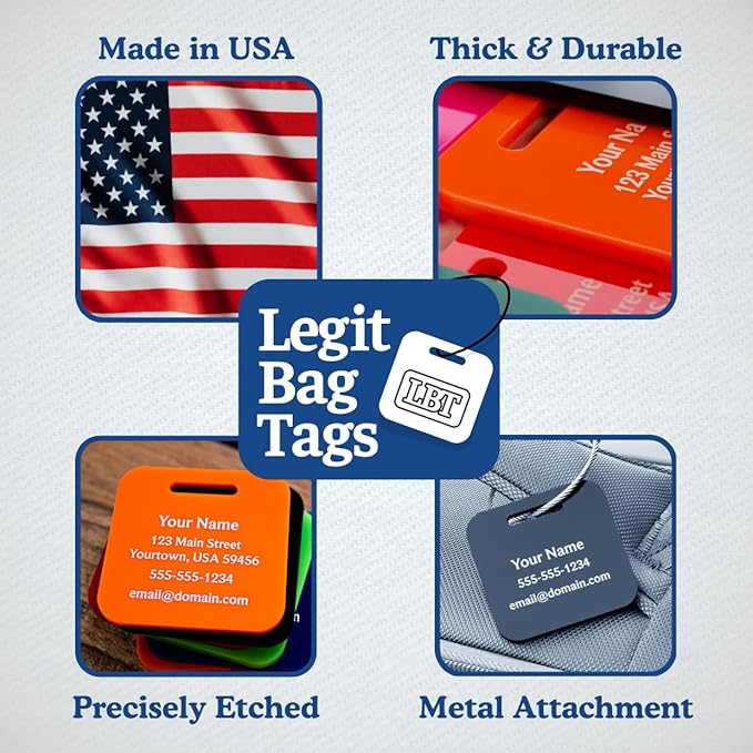 Custom Luggage Tags (3 or 6 Pack) - Personalized Unique Suitcase & Backpack Travel, Durable, Waterproof & Heavy Duty (Hot Pink)