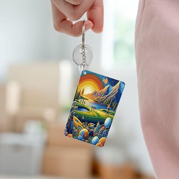 Keychain - Rectangular Acrylic Keychain Daily Key Ring Car Key Fob Holder 2X3 Inch