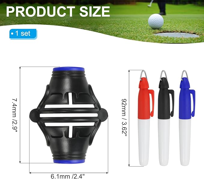 PATIKIL Golf Ball Marker Stencil 360 Degree Triple Track Golf Ball Alignment Marking Tool Line Drawing Marker with Marker Pens for Men Women