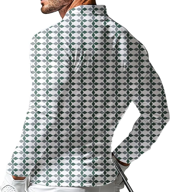 Men's Long Sleeve Golf Shirt Quick Dry 3 Button Work Fishing Outdoor Casual Collar Shirt