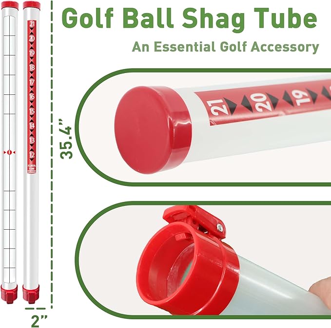 Golf Ball Retriever Professional Picker Golf Ball Shag Tube Plastic Release Retrievers Collector Practice Pick-up Sucker Tool, 35.4 Inch