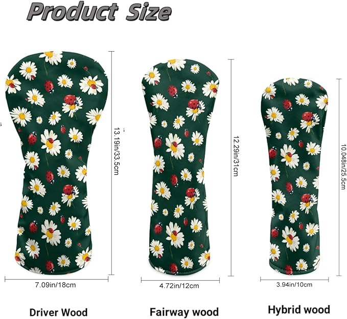 Golf Club Head Covers for Club Protective, Waterproof PU Leather Driver Fairway Wood Hybrid Head Cover