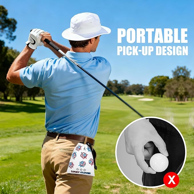 Golf Valuables Pouch, Leather Golf Tee Pouch with Drawstring Closure Golf Ball Handbag Portable Ball Pouch Golf Accessories for Men Women