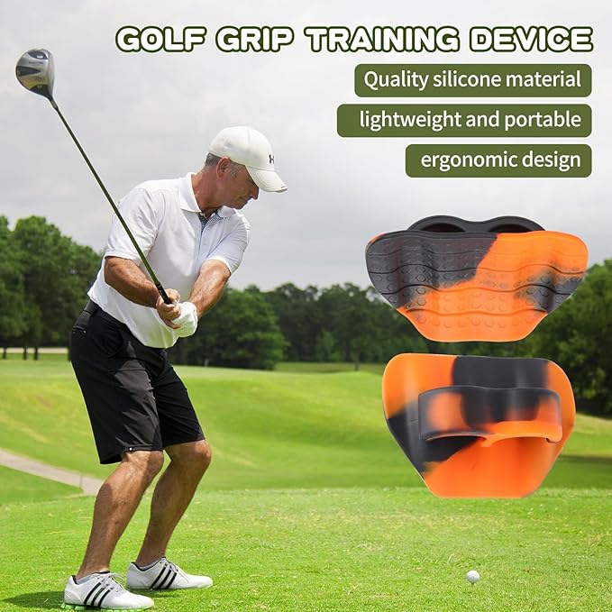 2pcs Golf Grip Trainer (Right and Left Handed), Golf Grip Training Tools, Golf Club Grip Trainer for Outdoor/Indoor Swing Practice