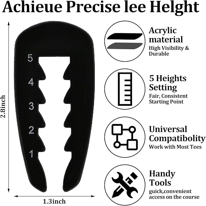 2 Pieces Precision Golf Tee Height Setter, Outdoor Adjustable Golf Tee Height Tool with 10 Pieces Tees, for Consistent and Precise Shots