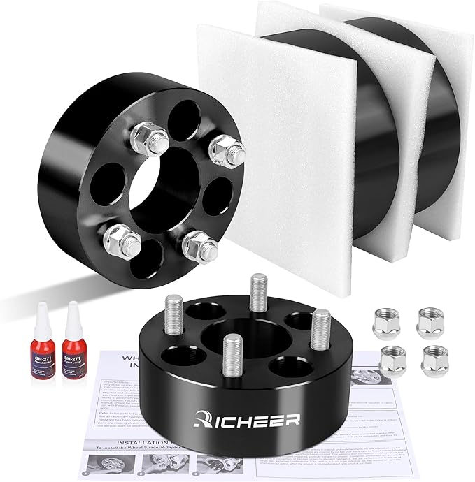 Richeer 2 inch 4x4 Wheel Spacers for EZ GO EZGO Club Car Golf Carts and ATV Vehicles, 4 PCS 4x101.6mm Wheel Spacers with 1/2 x20 Studs & 62mm Center Bore